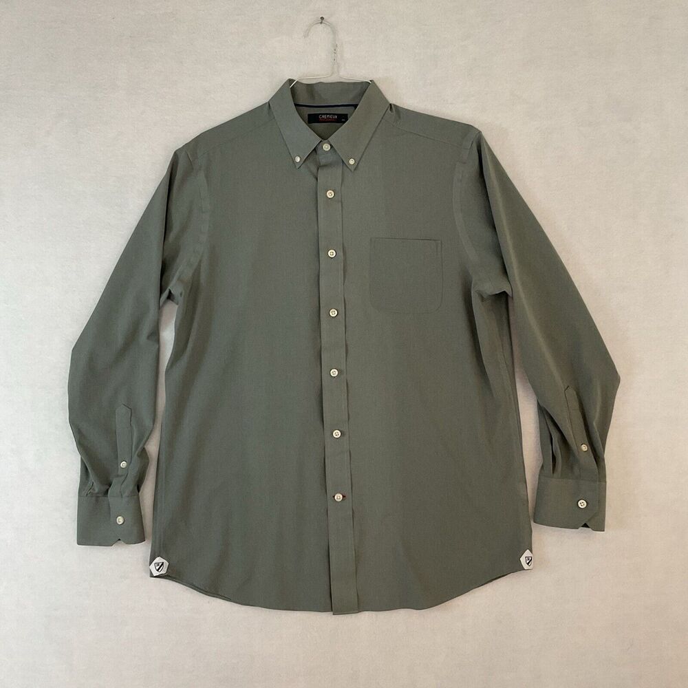 Cremieux Performance Shirt Mens L Gray Button Up Down Long Sleeve Casual Stretch